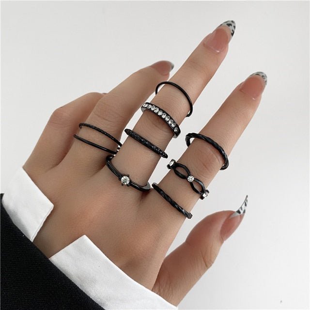 Vintage Gothic Metal Rings Set For Women