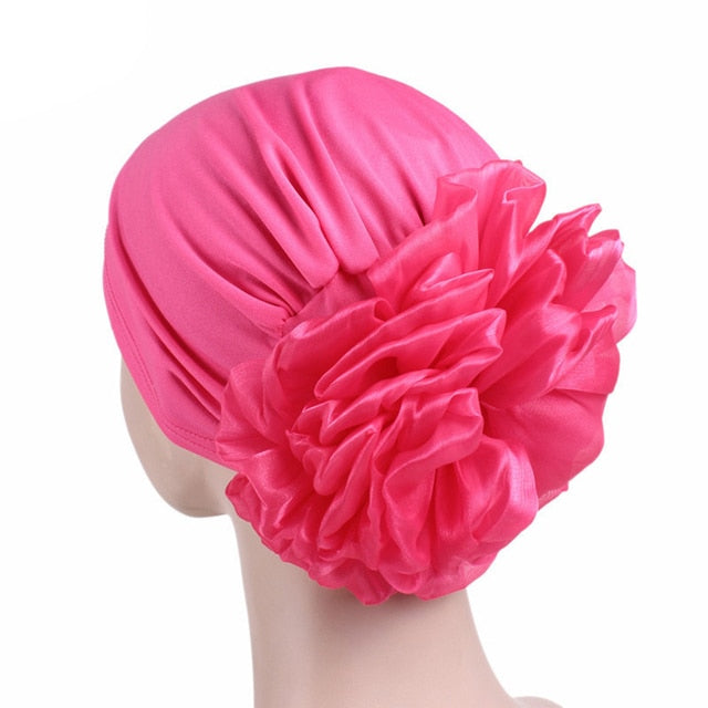 Large Flower Stretch Scarf Hat Ladies Elegant Fashion Hair Accessories Chemo Hat Women Turban Bandanas