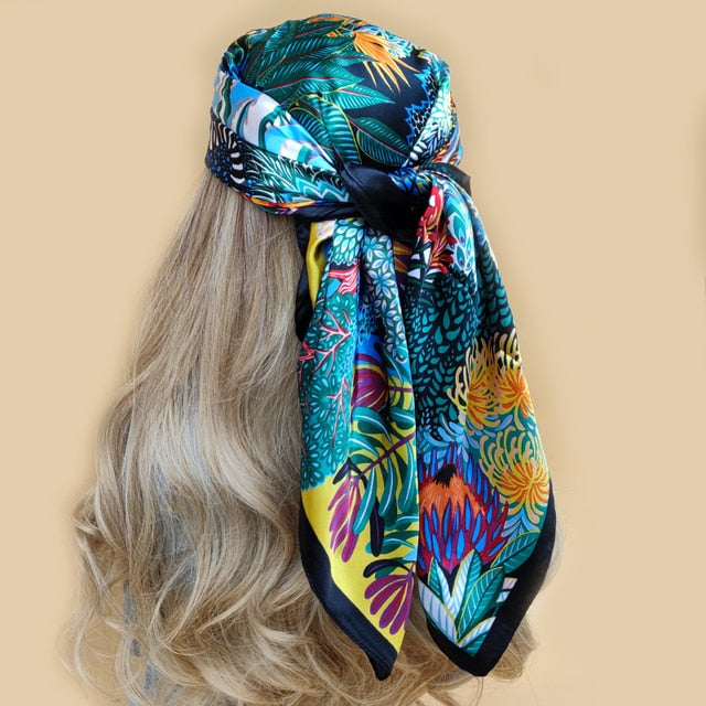 Fashion Scarves For Women Shawl Print Silk Satin