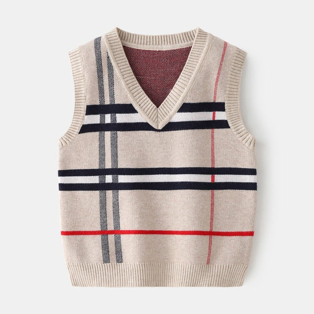 Winter Knit Clothes Long Sleeve Plaid Fashion Knitwear for Boys