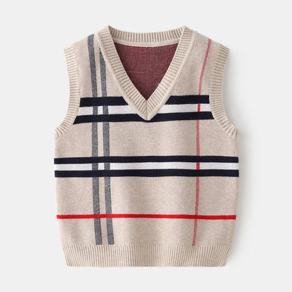 Winter Knit Clothes Long Sleeve Plaid Fashion Knitwear for Boys