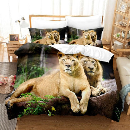 Lion, Tiger, Leopard Bedding Set Boy Duvet Cover Set 3d Bed Linen Fashion Print Comforter Cover - Duvet Cover Set