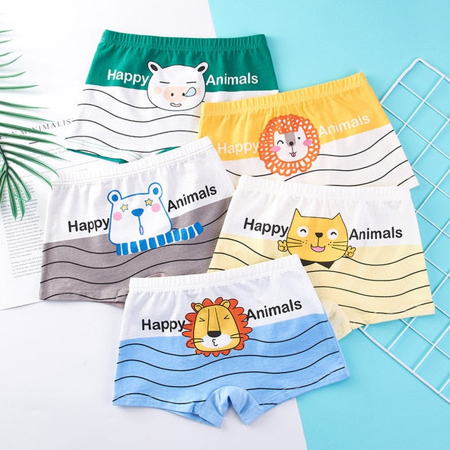 Kids Cartoon Shorts Soft Cotton Underpants Car Pattern 4/5pcs/lot