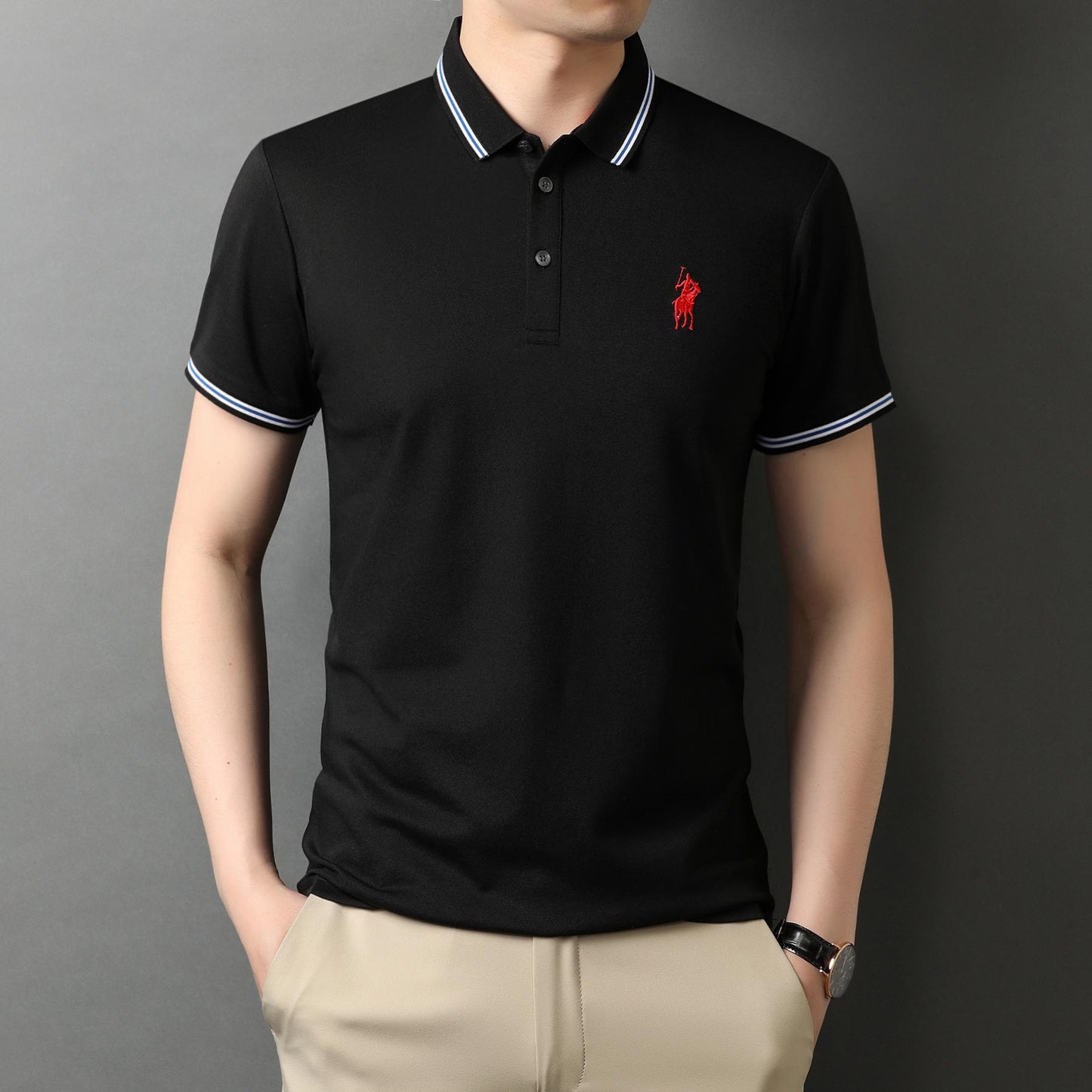 Mens Polo Shirts With Short Sleeve Turn Down Collar