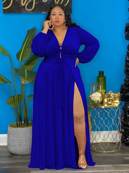 Elegant Luxury Plus Size Women Clothing V Neck