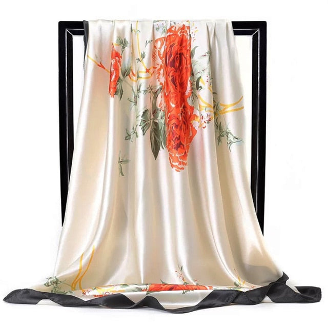 Fashion Scarves For Women Shawl Print Silk Satin