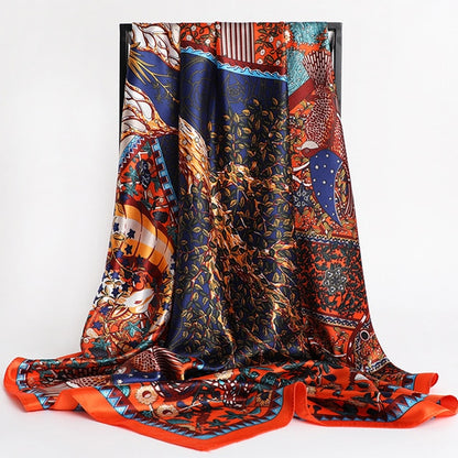 Fashion Scarves For Women Shawl Print Silk Satin