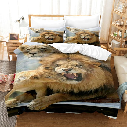 Lion, Tiger, Leopard Bedding Set Boy Duvet Cover Set 3d Bed Linen Fashion Print Comforter Cover - Duvet Cover Set