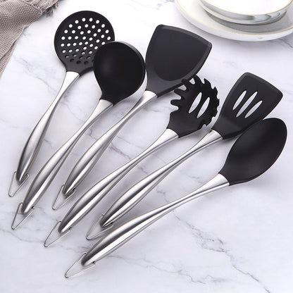 Gold Cooking Tool Set Silicone Head Kitchenware Stainless Steel Handle