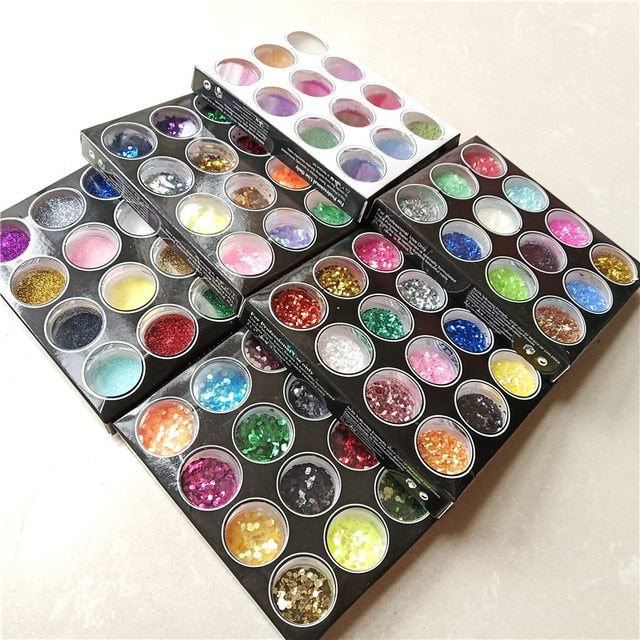 Temporary Diamond Glitter Tattoo Kit 24 Colors Powder 4 Glue For Fake Tattoo