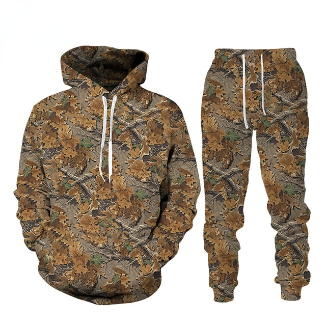 Hoodie Camouflage Suit Fashion Pullover Casual Sweatpants Men and Women Sweater Set