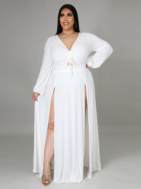 Elegant Luxury Plus Size Women Clothing V Neck