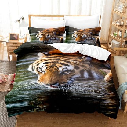 Lion, Tiger, Leopard Bedding Set Boy Duvet Cover Set 3d Bed Linen Fashion Print Comforter Cover - Duvet Cover Set