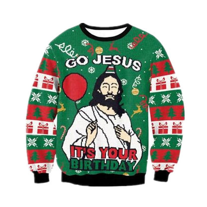 Unisex Men Women 2022 Ugly Christmas Sweater For Holidays Santa Elf Christmas Funny Fake Hair Sweater Autumn Winter Blouses - Pullovers