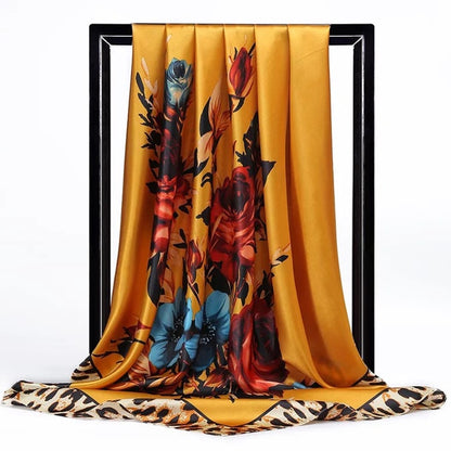 Fashion Scarves For Women Shawl Print Silk Satin