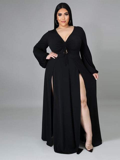 Elegant Luxury Plus Size Women Clothing V Neck