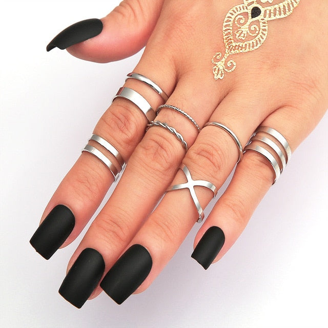 Lats Bohemian Gold Chain Rings Set For Women