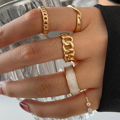 Lats Bohemian Gold Chain Rings Set For Women