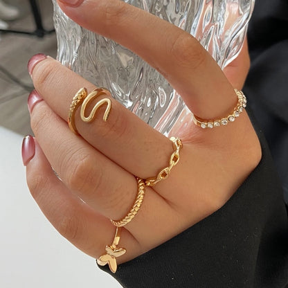 Lats Bohemian Gold Chain Rings Set For Women