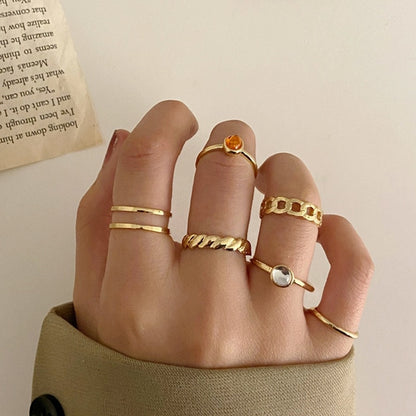 Lats Bohemian Gold Chain Rings Set For Women