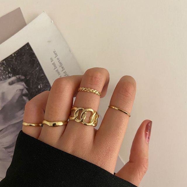 Lats Bohemian Gold Chain Rings Set For Women