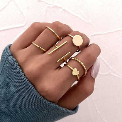 Lats Bohemian Gold Chain Rings Set For Women