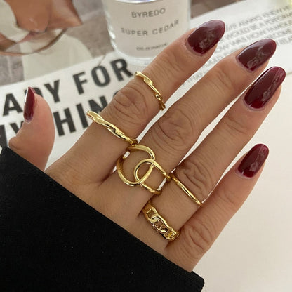 Lats Bohemian Gold Chain Rings Set For Women