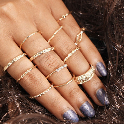 Lats Bohemian Gold Chain Rings Set For Women