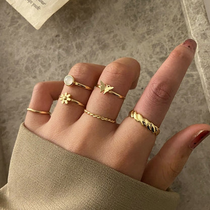 Lats Bohemian Gold Chain Rings Set For Women