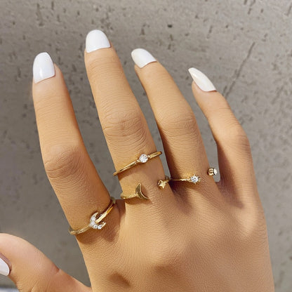 Lats Bohemian Gold Chain Rings Set For Women