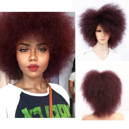 Fiber Yaki Straight Wig for Women Wine Red Brown Black|Synthetic None-Lace Wigs|