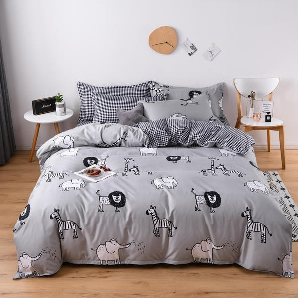 Solstice Home Textile Cyan Cute Cat Kitty Duvet Cover and Pillow Case Bed Sheet