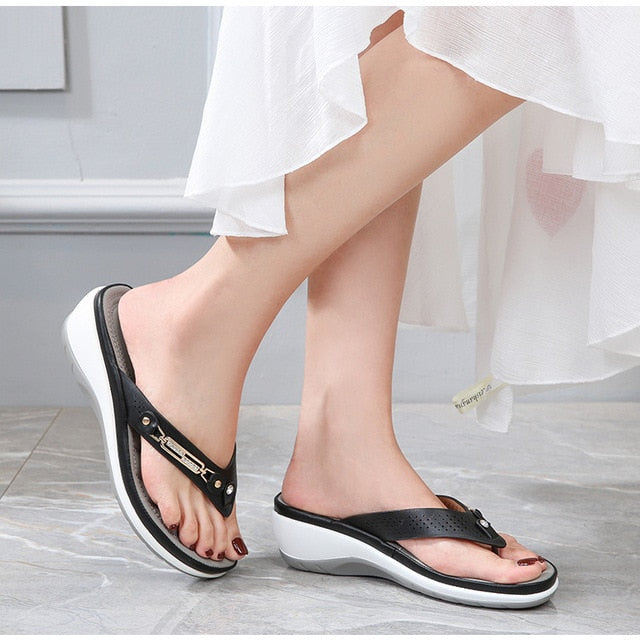 Summer Retro Flowers Flat Sandal For Women