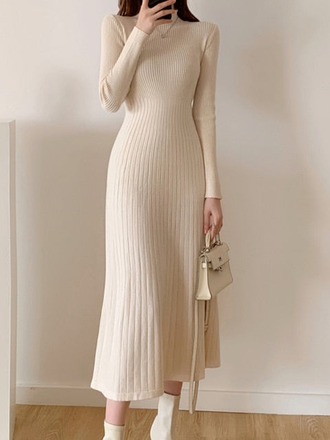 Slim Long Sleeve Party Midi Dress For Women