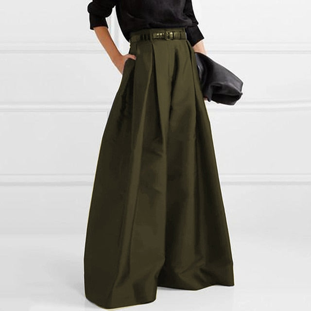 Stylish Urban Casual Loose High Waisted Solid Color Wide Leg Pants For Women - Azahshopping