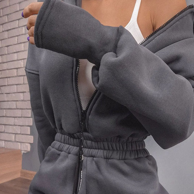 Long Sleeve Zipper Hoodies Jumpsuits