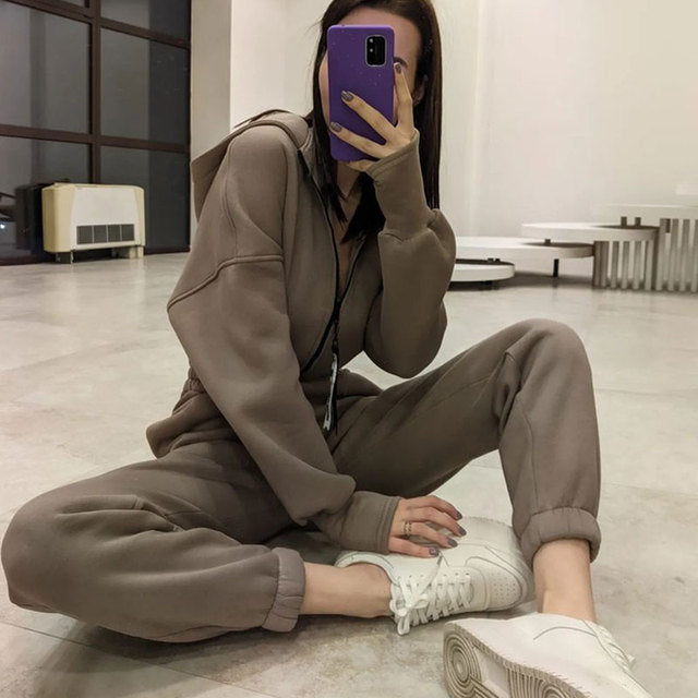 Long Sleeve Zipper Hoodies Jumpsuits