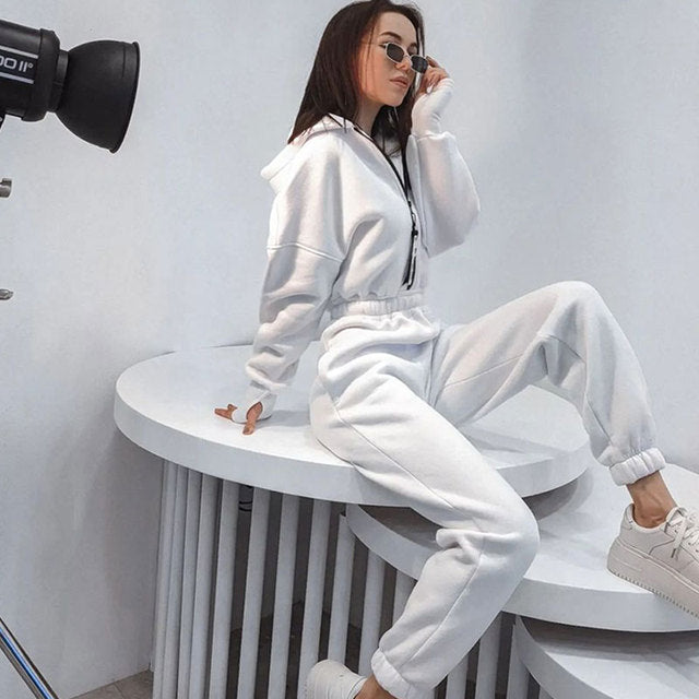 Long Sleeve Zipper Hoodies Jumpsuits