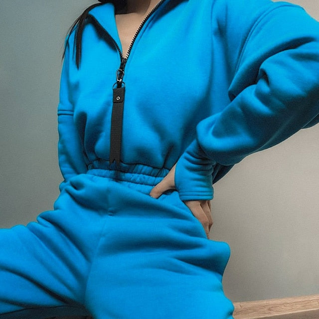 Long Sleeve Zipper Hoodies Jumpsuits