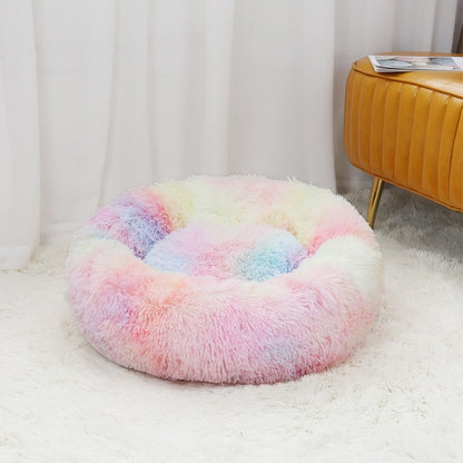 Super Soft Pet Cat Bed Plush Full Size Washable Calm Bed Donut Bed