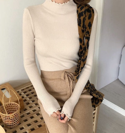 Elastic Slim Sweater Women Turtleneck