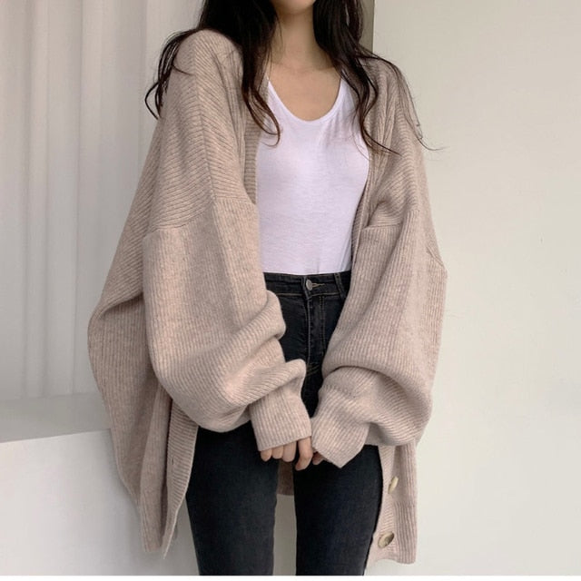 Knitted Loose Sleeve Cardigan for Women