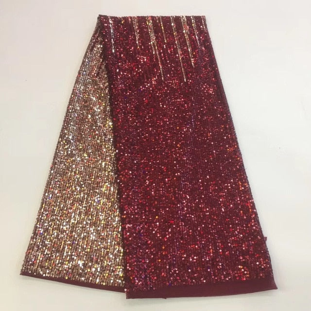 Sequins Nigerian Laces Fabric 5 Yards - Azahshopping