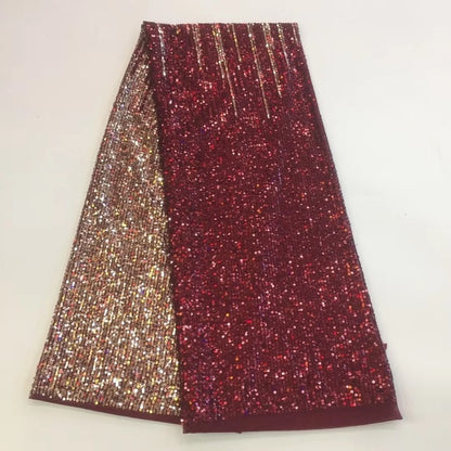 Sequins Nigerian Laces Fabric 5 Yards - Azahshopping