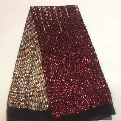 Sequins Nigerian Laces Fabric 5 Yards - Azahshopping