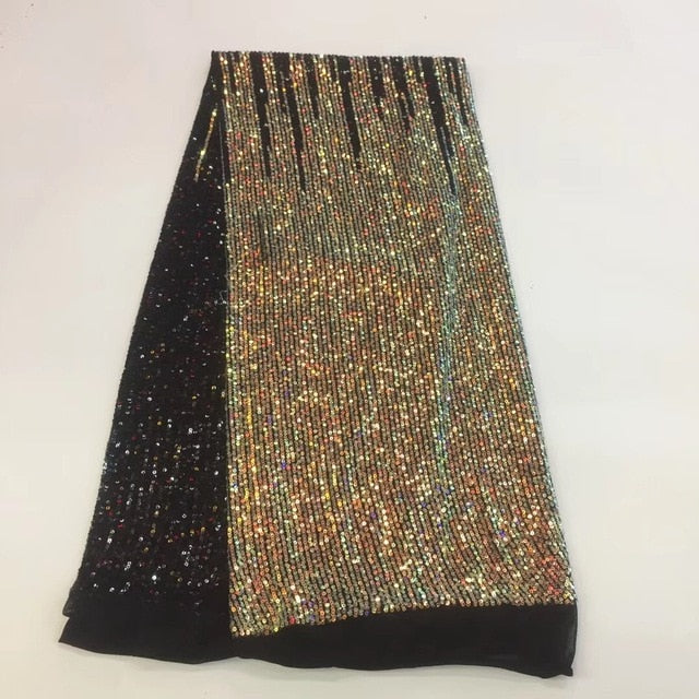 Sequins Nigerian Laces Fabric 5 Yards - Azahshopping