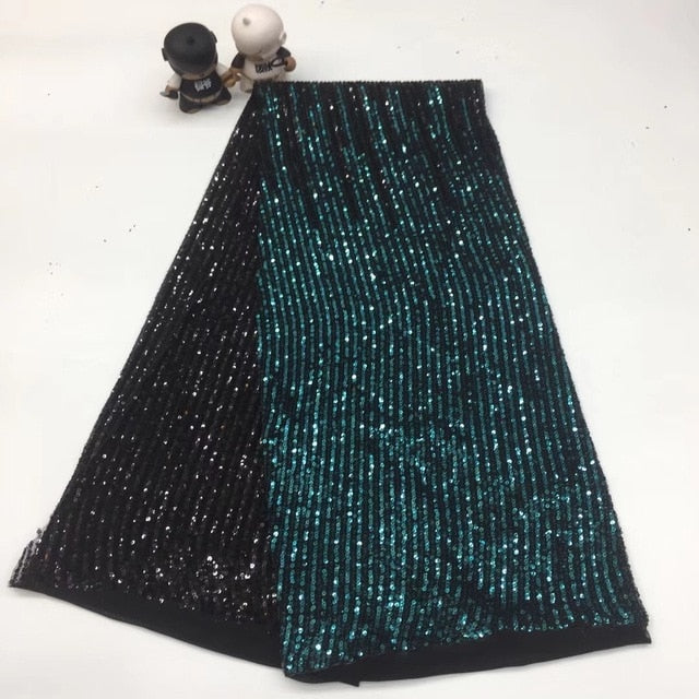 Sequins Nigerian Laces Fabric 5 Yards - Azahshopping