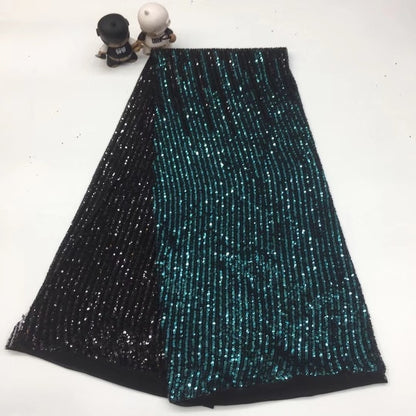 Sequins Nigerian Laces Fabric 5 Yards - Azahshopping