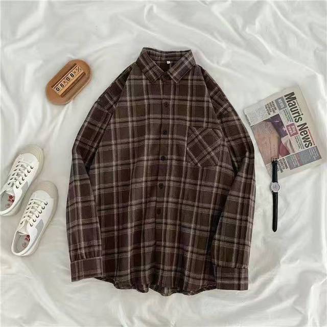 Vintage Long Sleeve Plaid Shirts for Women - Azahshopping