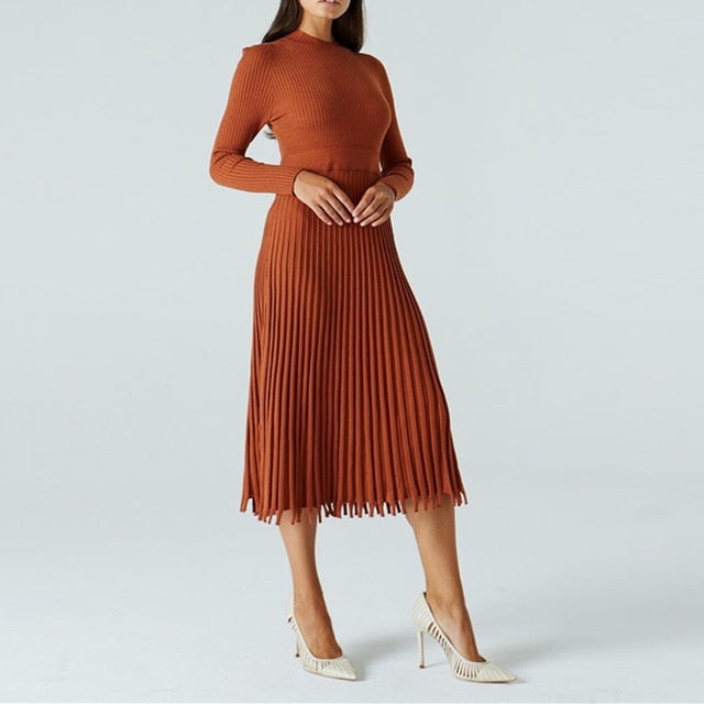 Full Sleeve Knitted Long Dress - Azahshopping